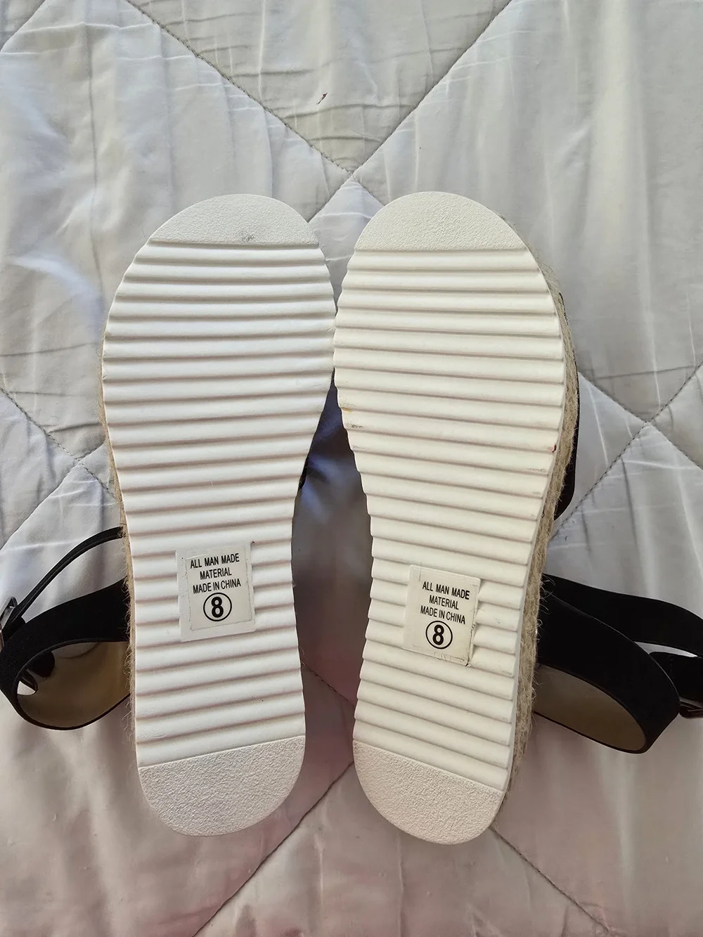 Soda Black Espadrille Platform Ankle-Strap Sandals - Size 8